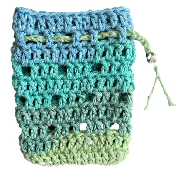 Soap Saver Soap Bag with Beaded Pull String 100% Cotton Hand Crocheted By Seller - Picture 8 of 12